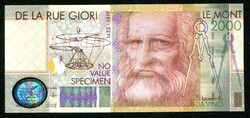 De la Rue Giori Le Mont 2000 teszbankjegy Egyesült Krályság