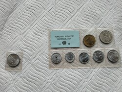 1Ft-os,5 filléres, 2 filléres, UNC + nem volt forgalomba, Forgalmisorból, verdefényes, csak 50005 db