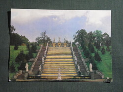 Képeslap,Oroszország,Leningrád,Szentpétervár,Petrodvorec palota,kastély,aranydomb vízesés,1987-