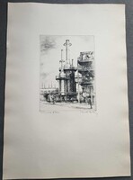 Arató Gyula nagy méretű ipari rézkarc