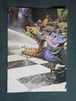 Képeslap,Oroszország,Leningrád,Szentpétervár,Petrodvorec palota,kastély,sárkány vízesés,1987-