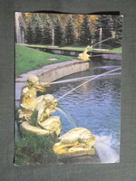 Képeslap,Oroszország,Leningrád,Szentpétervár,Petrodvorec palota,kastély,szökőkút látkép,1987-