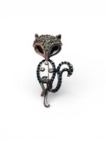 Kristály róka Retro BROSS az 1980-as évekből, gyönyörű elegáns strasszos kitűző, pin kabátra