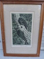 Imre István  Harkályok 1987 Rézkarc