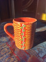 Régi jelzett írókázott kerámia bögre - ritka