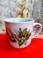 Retró, nagyméretű, 6 dl,  gyöngyvirágos gyönyörű bögre