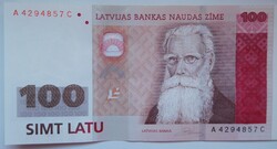 Lettország 100 latu 2007 UNC Nagyon Ritka!