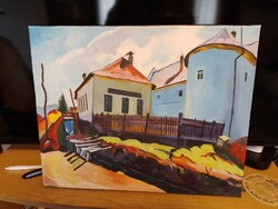 Ziffer Sándor Pénzverde épülete Nagybányán festmény akril másolata