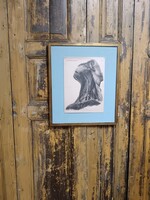 Anatómiai kép, reprodukció, filmes kellék egy híres magyar filmből, keretezve