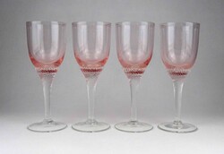 1Y360 Régi rózsaszín üveg boros pohár készlet 4 darab