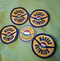 Magyar Autóklub textil felvarró, hímzett 5 db