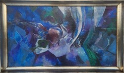 Dobi Piroska (1929 - ) Csendélet Hegedűvel c Képcsarnokos olajfestmény EREDETI GARANCIÁVAL !!