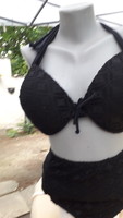 JANINA EXTRA molett fekete 2 részes csipkés rugalmas bikini 52-54