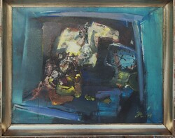 Jánosházi Ágnes (1946 - ) Csendélet c. Képcsarnokos olajfestmény EREDETI GARANCIÁVAL !!