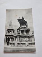 BUDAPEST Szent István szobor fekete-fehér régi képeslap 1971