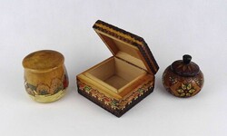 1Y361 Régi orosz égetett festett fadoboz szett 3 darab