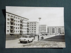 Képeslap,Németország,Schwedt/Oder,Wartburg autó,városi látkép,részlet ,1970-
