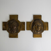 Bronz Jézus Krisztus és Szűz Mária falidísz