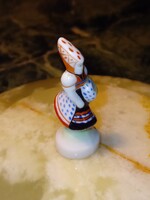 Herendi miniatűr népviseletes lány porcelán figura - ritkaság