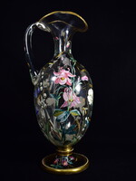 ANTIK SZECESSZIÓS TALPAS ÜVEG KIÖNTŐ - KARAFA ... NAGY MÉRETŰ !