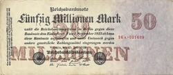 50 millió márka 1923.07.25. Privát kiadás 6 jegyű sorszám Németország 1.