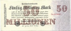 50 millió márka 1923.07.25. Privát kiadás 6 jegyű sorszám Németország 4.
