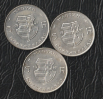 5 Forint 1947-es ezüst 3 db