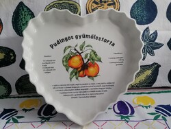 Kőporc sütőtál/pitesütő recepttel  - barack mintás -