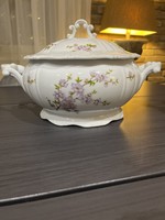 Zsolnay porcelán levesestál barackvirág