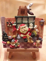 Svéd Karácsonyi kerámia Mikulásos festőállványos 13x8 cm hibátlan Ritkaság