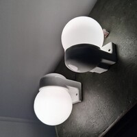 Bauhaus - Art deco porcelán falikar pár - tejüveg gömb búra