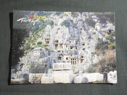 Képeslap,Törökország,Myra,mürai (Myra) ókori város sziklasírjai látkép,részlet,2000-