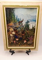 Ritka alpesi 3D falikép – „Gemse im Hochgebirge”, handmade Austria (vintage)