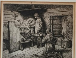 Adriaen van Ostade holland művész - antik rézkarc