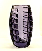 1960 körül RETRO CSEH Sklo UNION LILA ÜVEG VÁZA