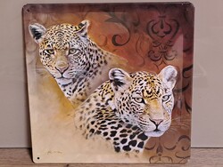 Fémtábla, falidísz, falikép, leopárd
