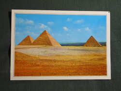 Képeslap,Egyiptom,Gíza,Khufu,Khafre,Menkaure piramis látkép,részlet,1990-