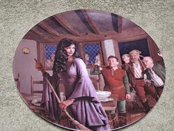 Porcelán falitányér, falidísz, mesetányér, Hófehérke és a hét törpe