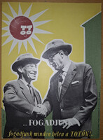 Totó Fogadjunk, Latabár Kálmán, reklám plakát 1961