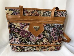 Gépi gobelin szőttes virág mintás táska