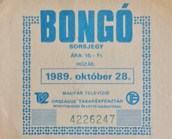 Bongó sorsjegy 1989.IX.30 (4226247)