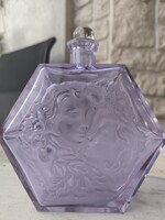Gyönyörű 1930 Alexandrit Art Deco figurális levendula lila Cseh üveg parfümös vagy likörös üveg.