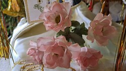 Leheletnyi, finom rózsaszínű (Zartrosa), kedves selyemvirág- művirág csokrocska