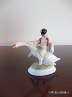 Antik Herendi Ludas Matyi porcelán figura