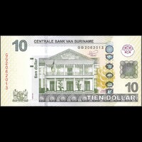 Suriname 10 Dollar 2020 P-163 UNC