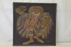 Balinese folklore exotic mythological wall art, signed