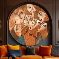 Nincs betekintés – Forray Nóry eredeti kortárs absztrakt modern (90 cm) kerek vászon festmény művész