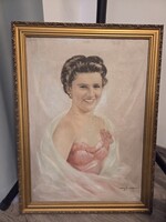 Temesvári-Thiesz – szignált női portré, 1871