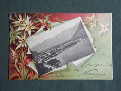 Képeslap,litho,Ausztria,Zell am See,Zeller-tó,panorama,városi látkép,részlet,1900-