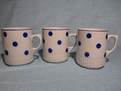 3 db Zsolnay kék pöttyös szoknyás bögre, csésze